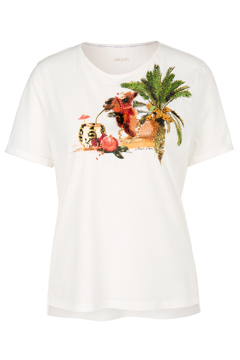 Dames t-shirt korte mouw ecru