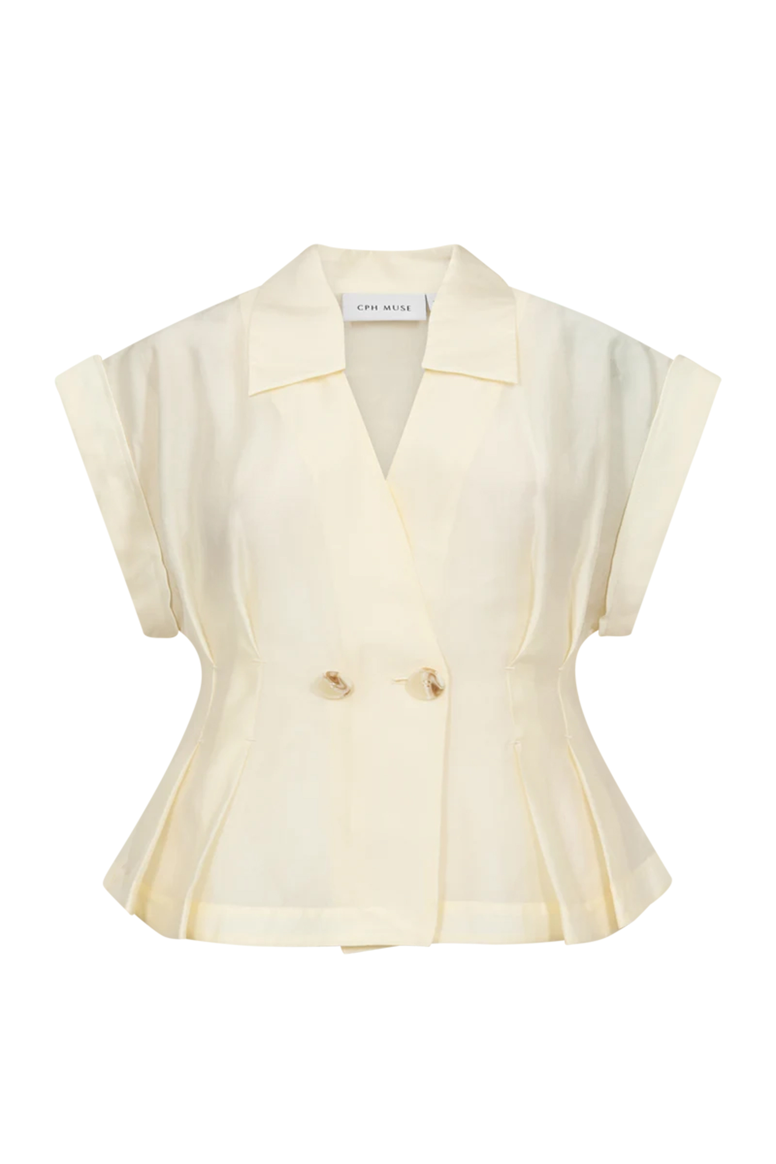 Dames blouse korte mouw ecru