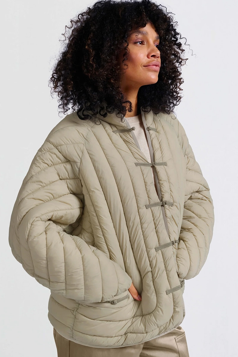 Yaya Padded nylon kimono jacket FEATHER GREY 2