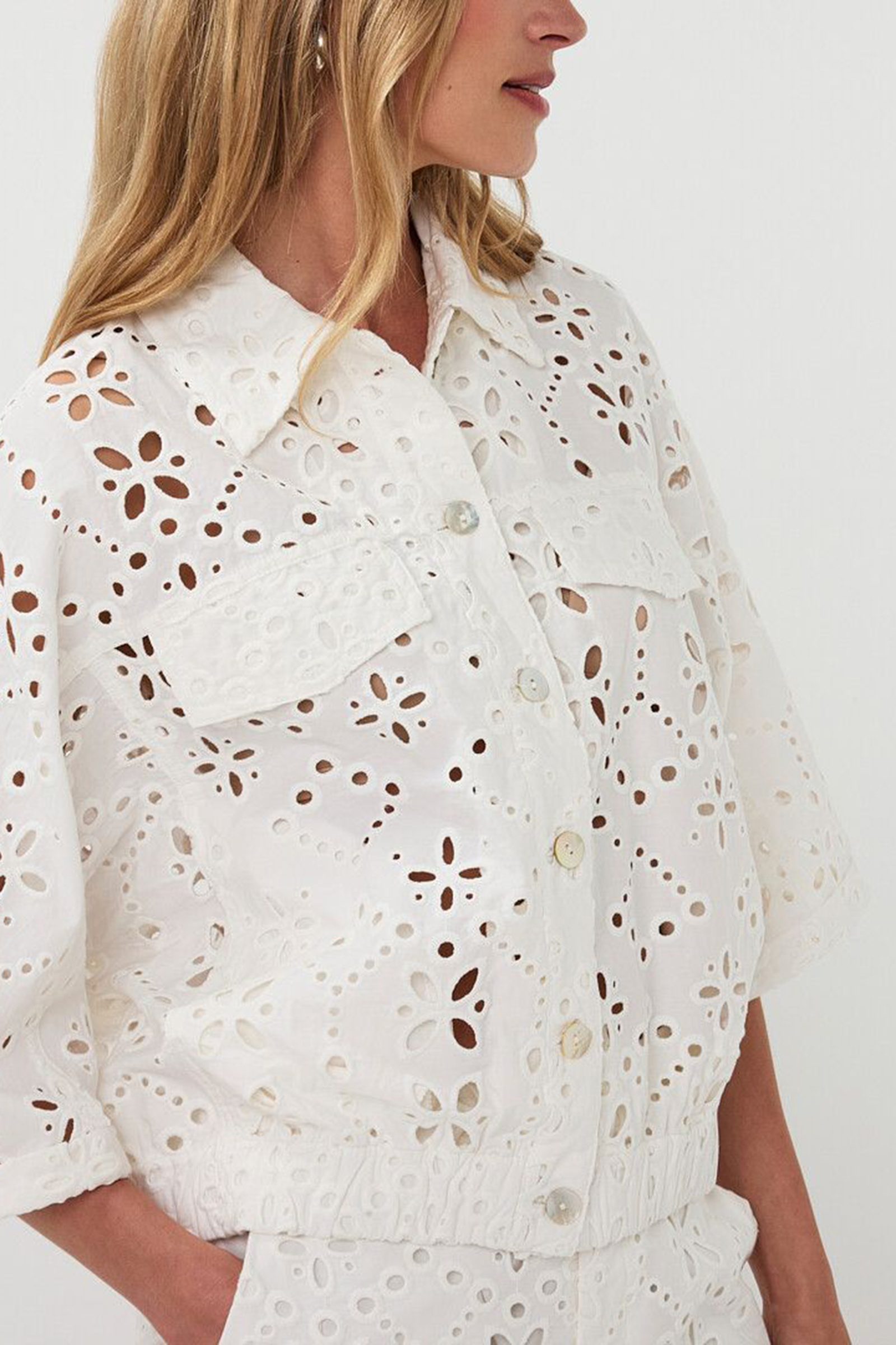 Dames blouse korte mouw wit