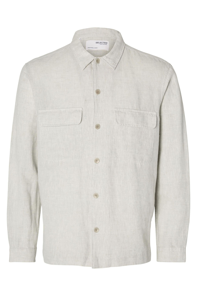 Selected SLHMADS-LINEN OVERSHIRT LS NOOS 276277001-Pure Cashmere/Stripes 1