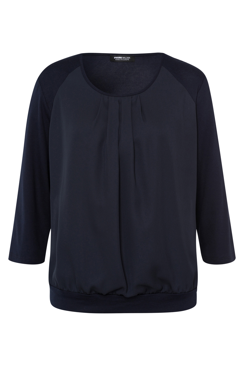 Dames blouse lange mouw blauw