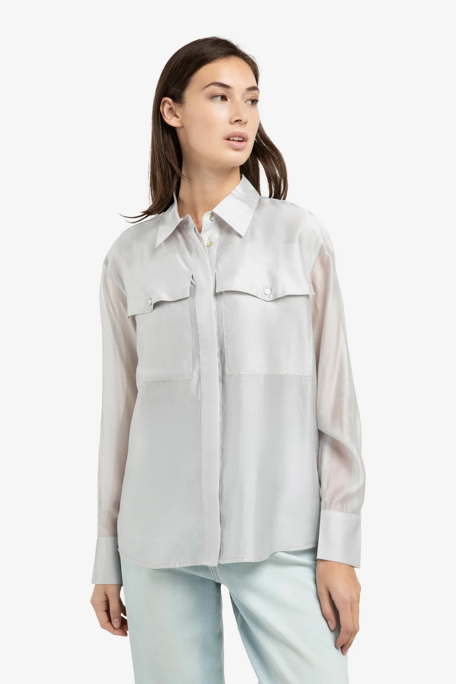 Dames blouse lange mouw blauw