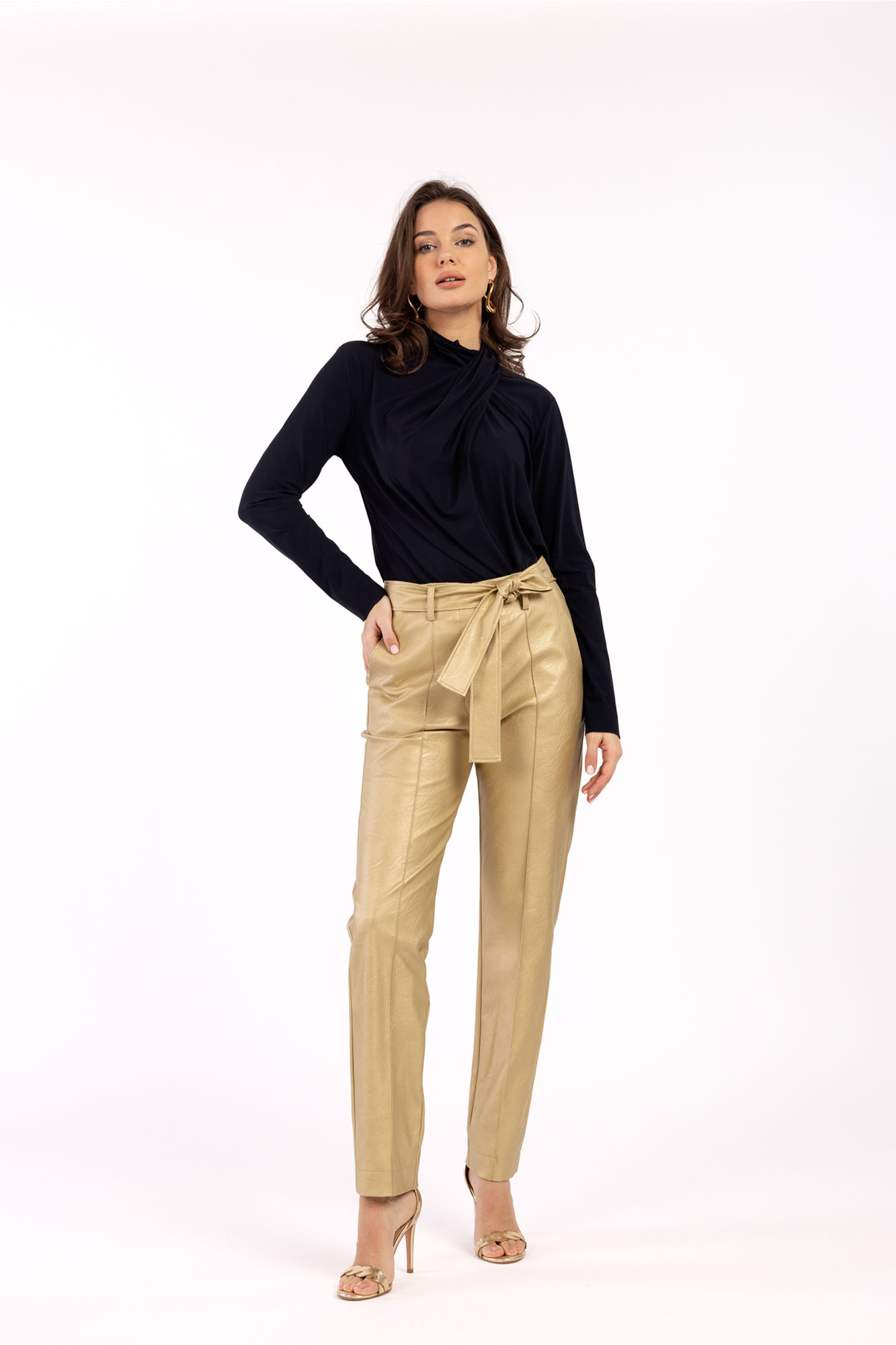 Studio Anneloes Mita faux leather trousers Goud-1 4