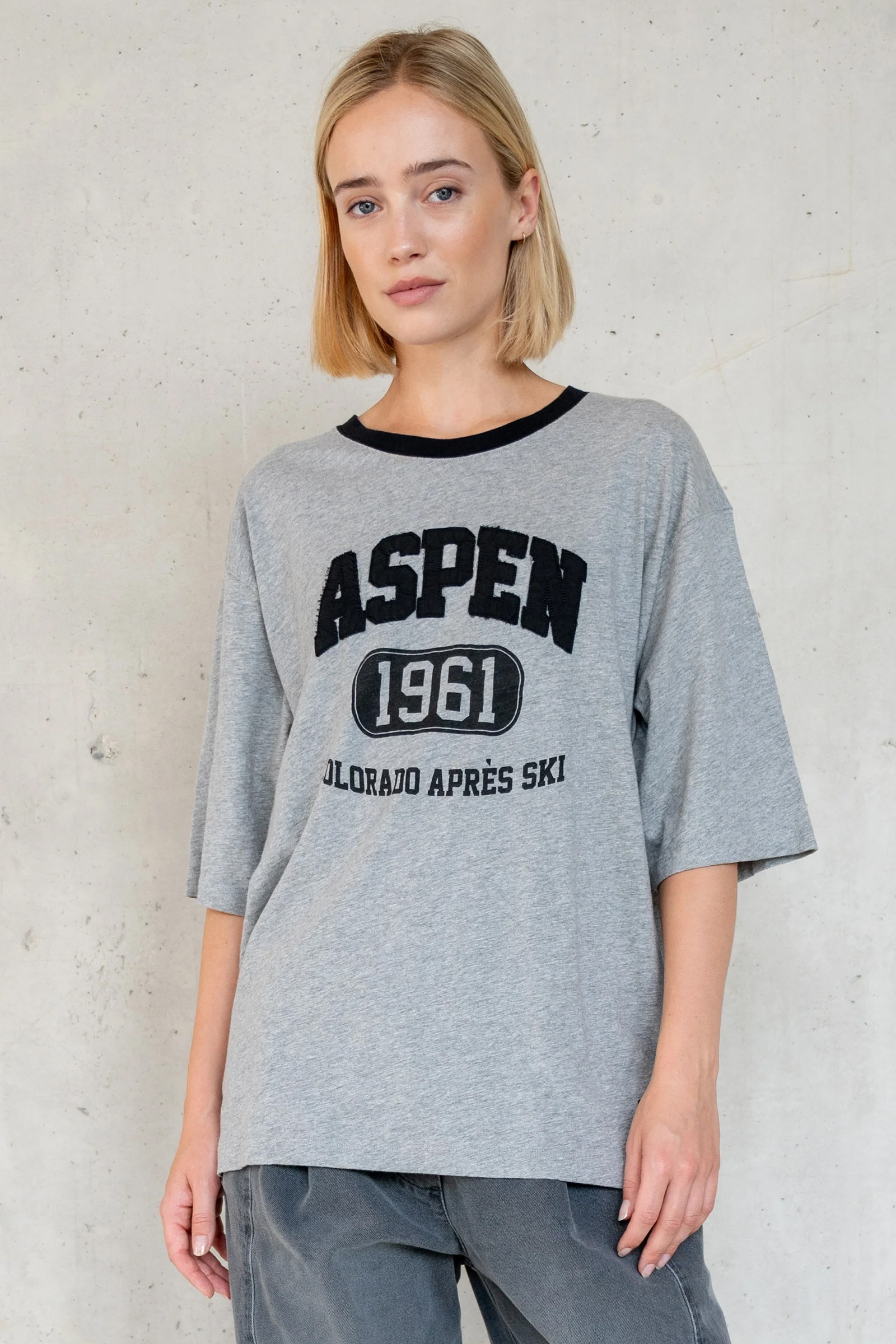 Dames t-shirt korte mouw grijs