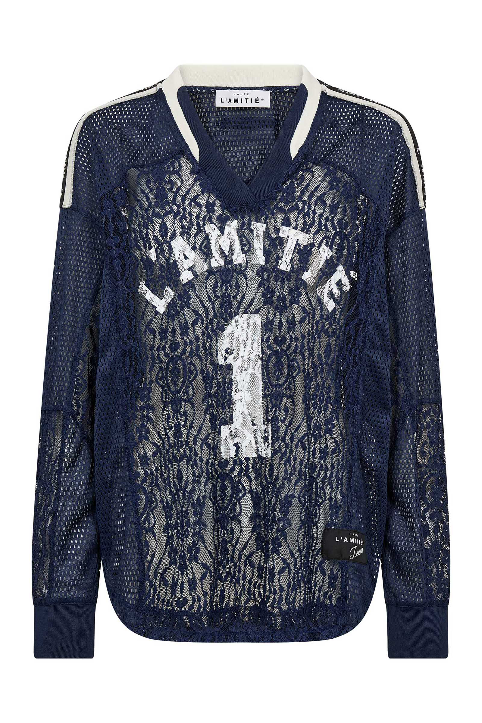 Dames t-shirt lange mouw blauw