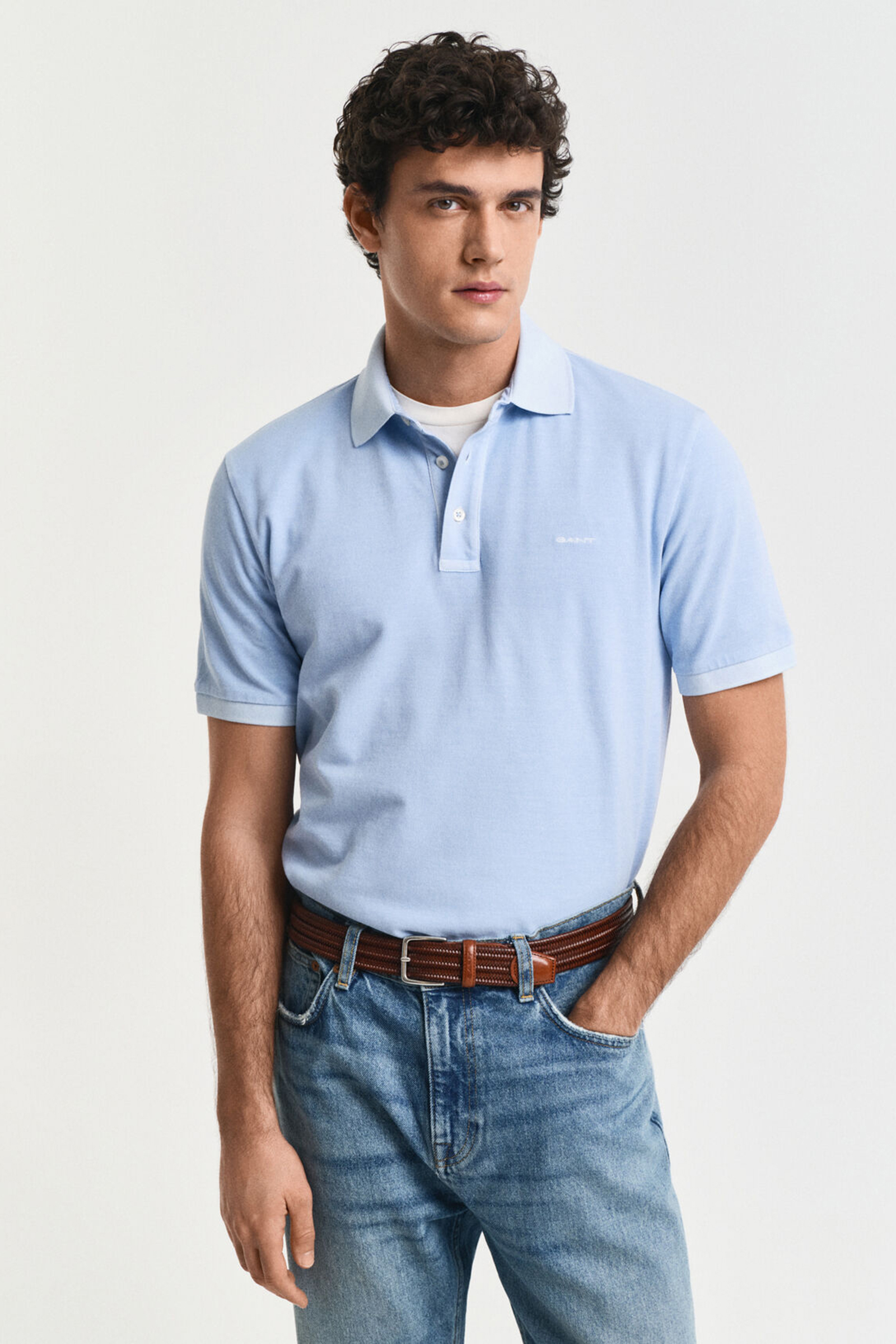 Heren polo korte mouw blauw
