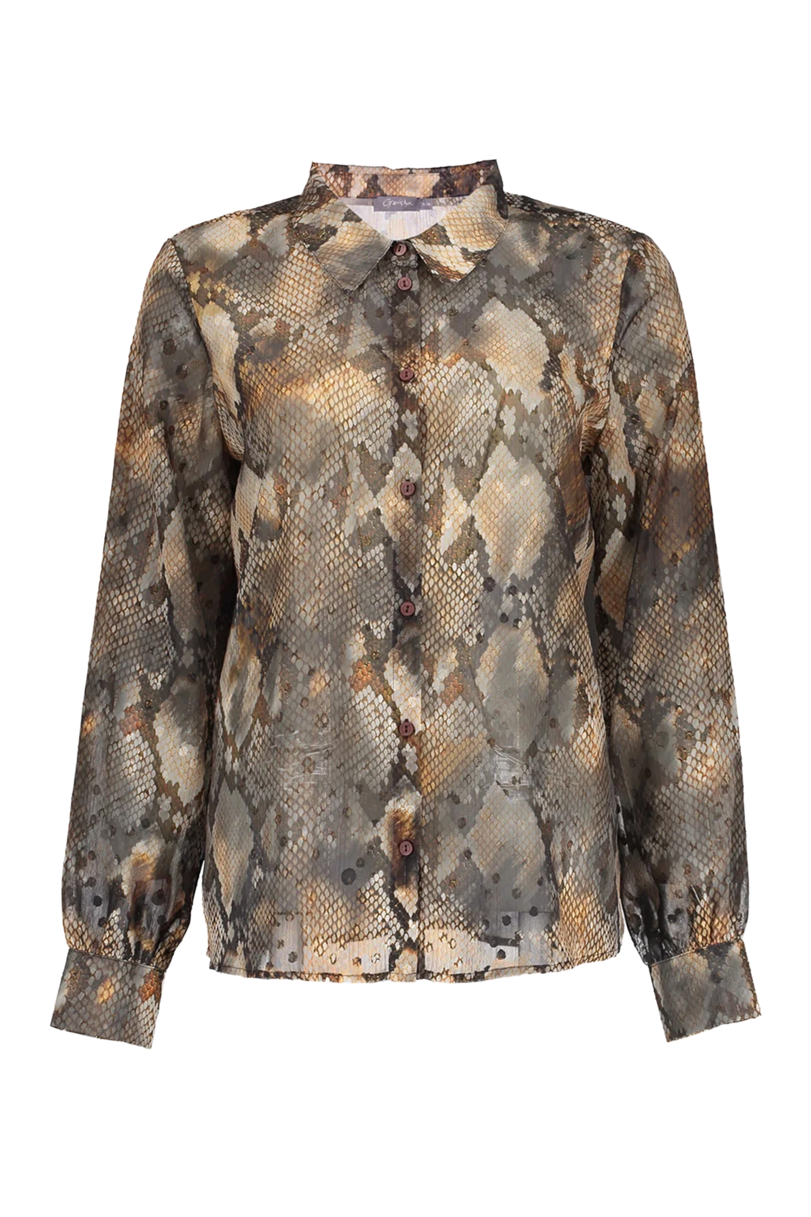 Dames blouse lange mouw grijs