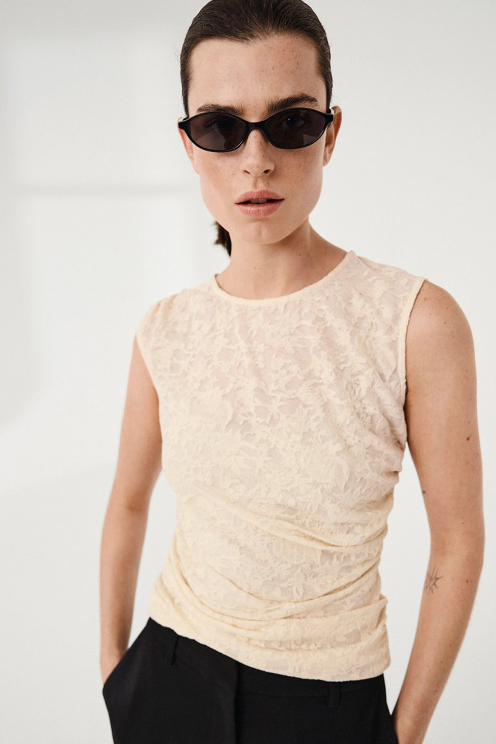 Dames top ecru