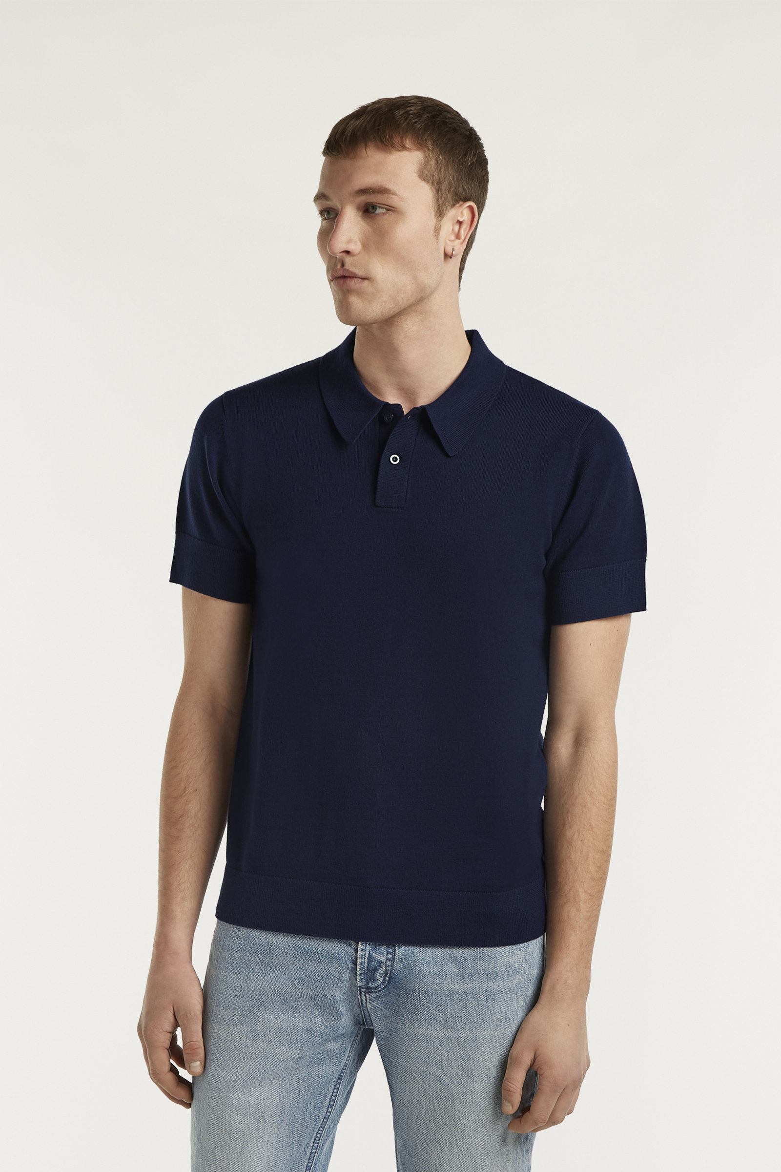 Heren polo korte mouw blauw