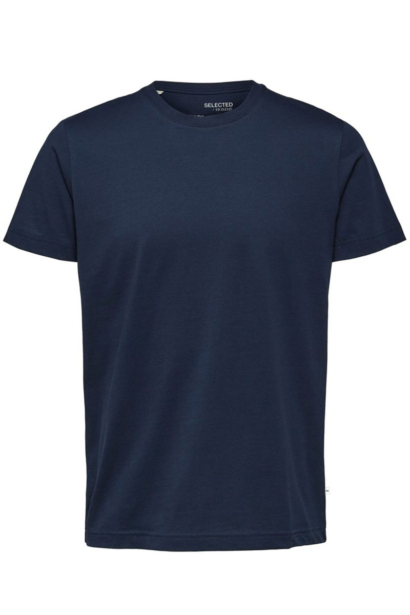 Selected SLHNORMAN180 SS O-NECK TEE S NOOS Blauw-1 1