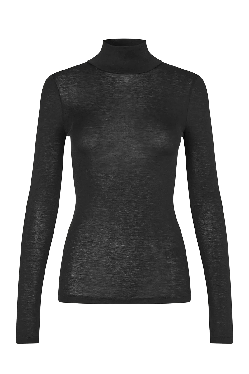 Dames t-shirt lange mouw zwart