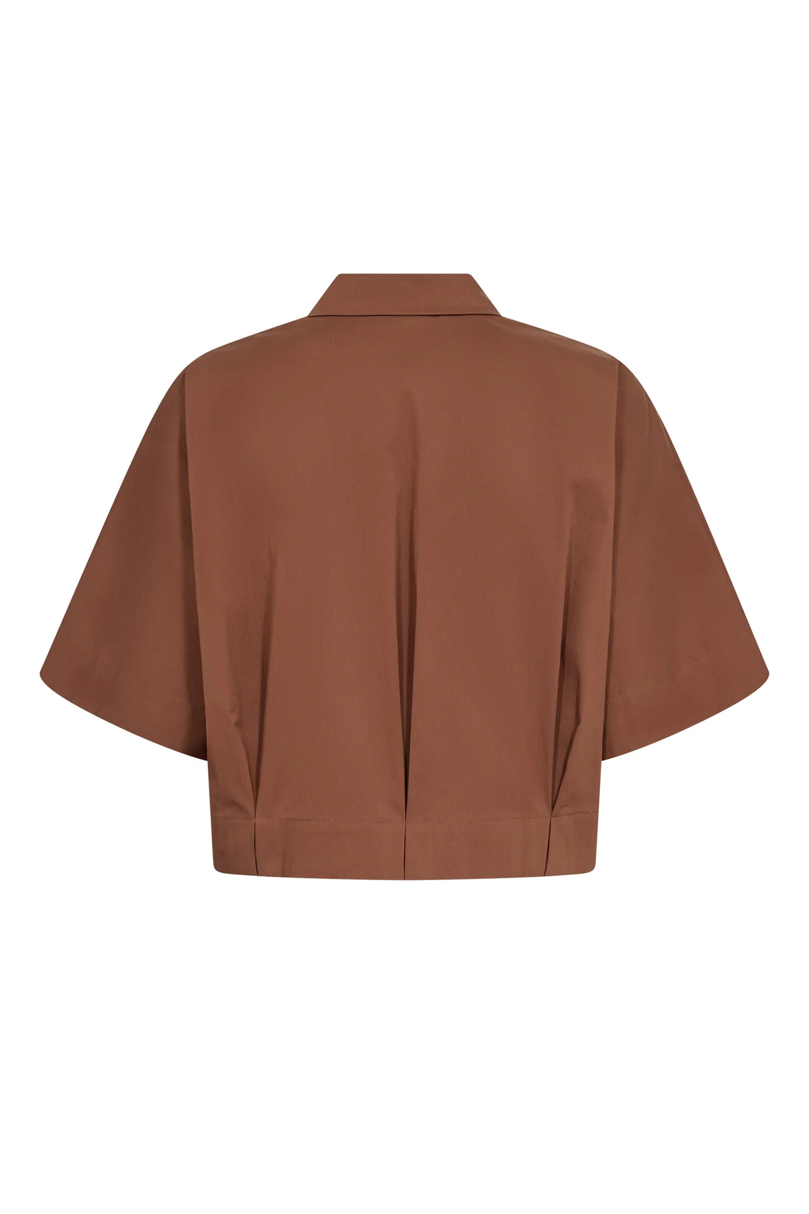 Dames blouse korte mouw bruin