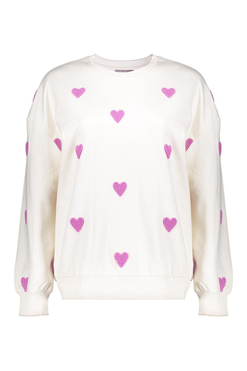 Geisha Sweater hearts terry Ecru-1 1