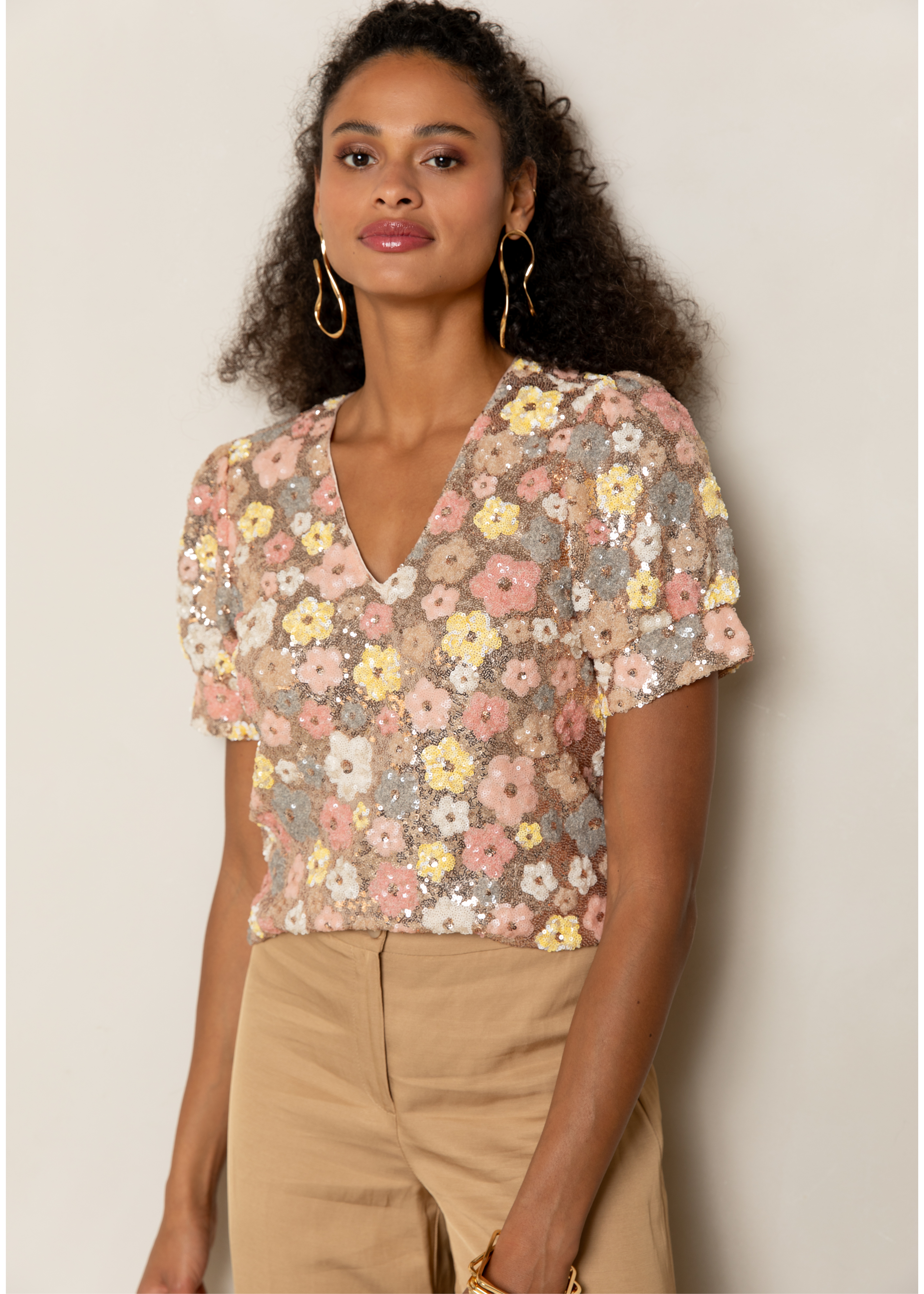 Dames blouse korte mouw ecru