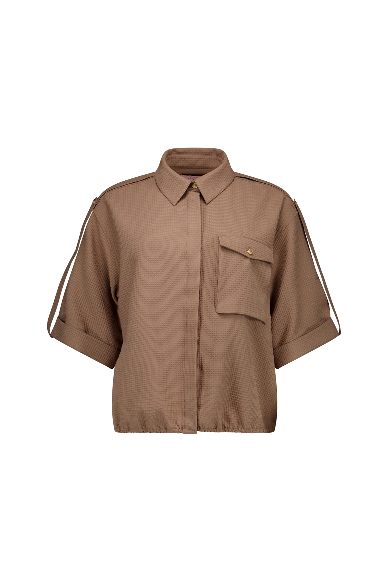 Dames blouse korte mouw bruin