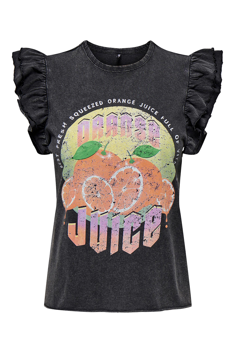 Only ONLLUCY S/S FRUIT TOP BOX JRS Zwart-2 1