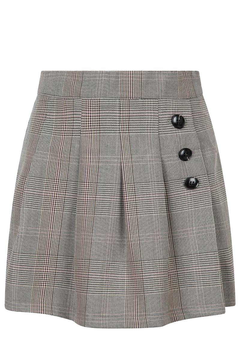 Indian Blue Jeans checked pleated skirt Zwart-1 1
