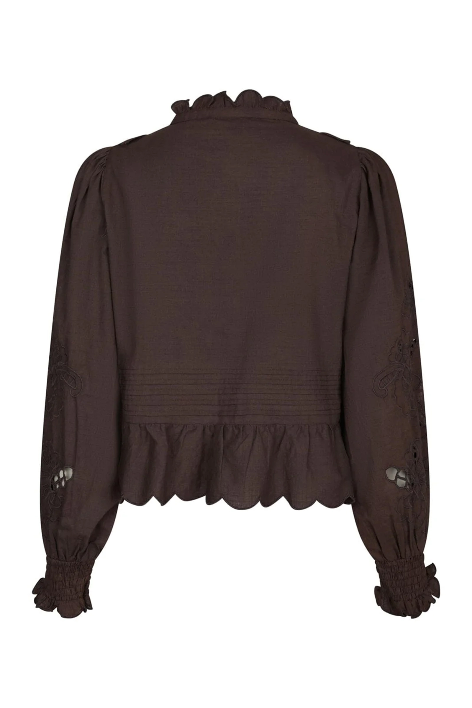 Dames blouse lange mouw bruin