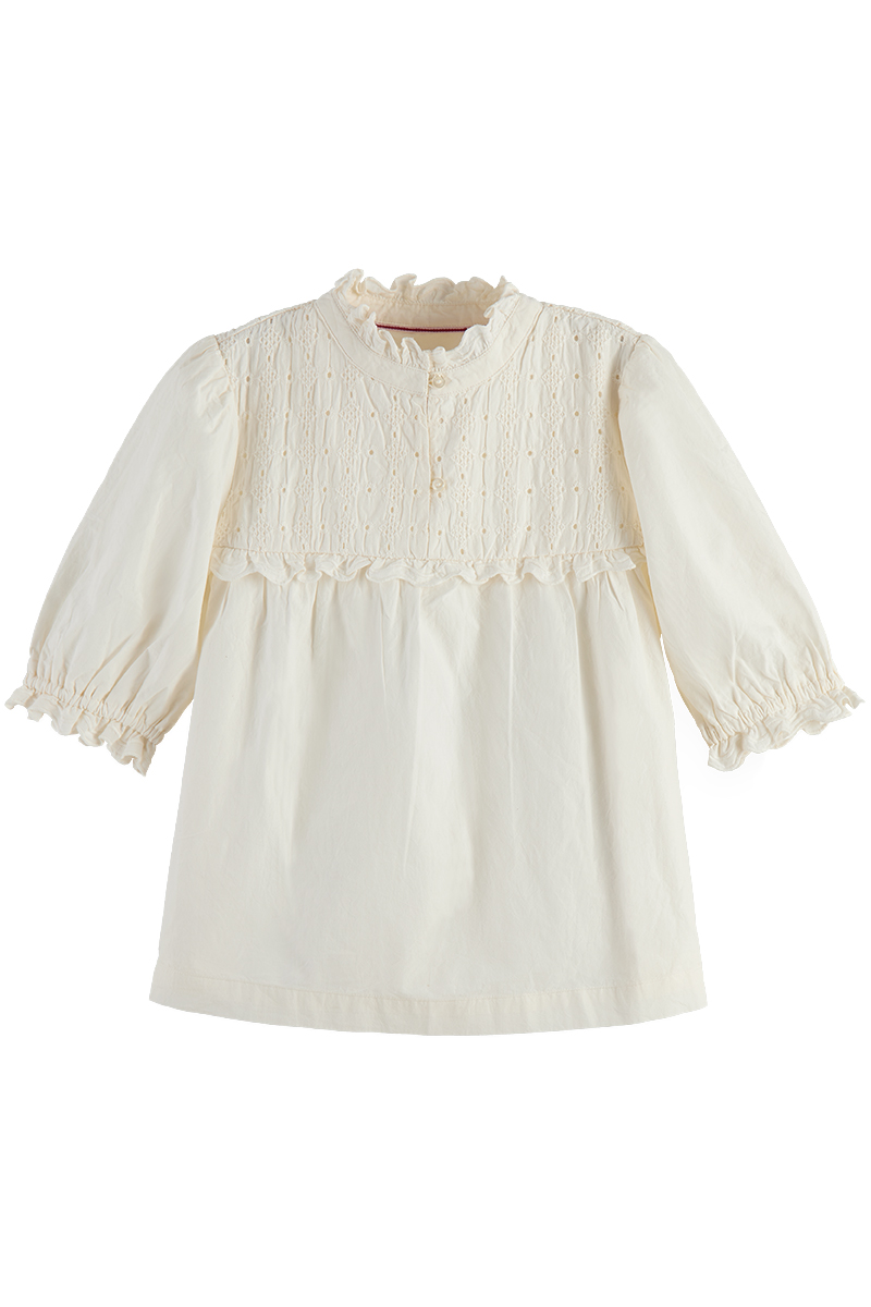 Scotch & Soda Short-sleeved broiderie anglaise to Ecru-1 1