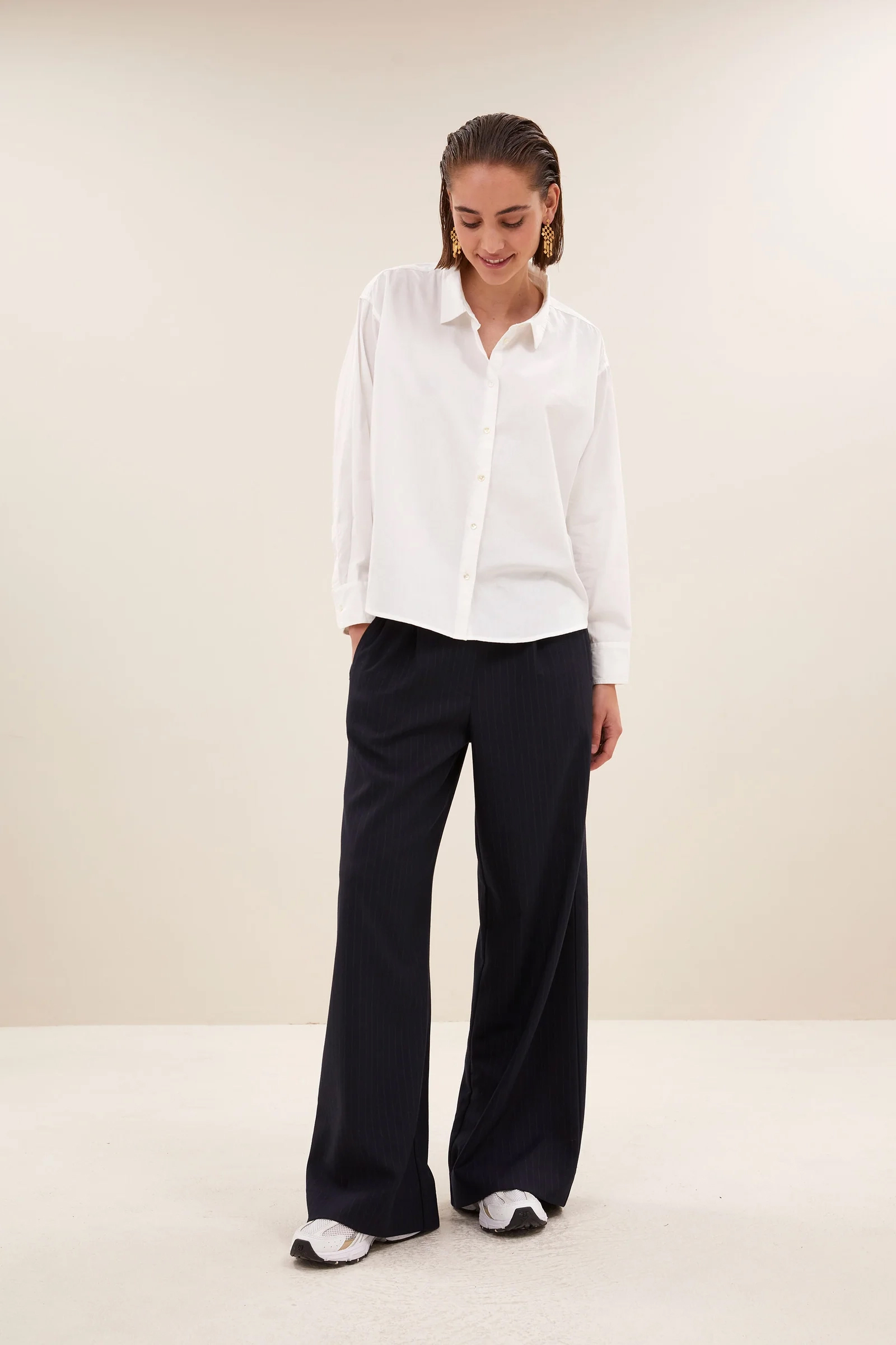 Dames blouse lange mouw wit