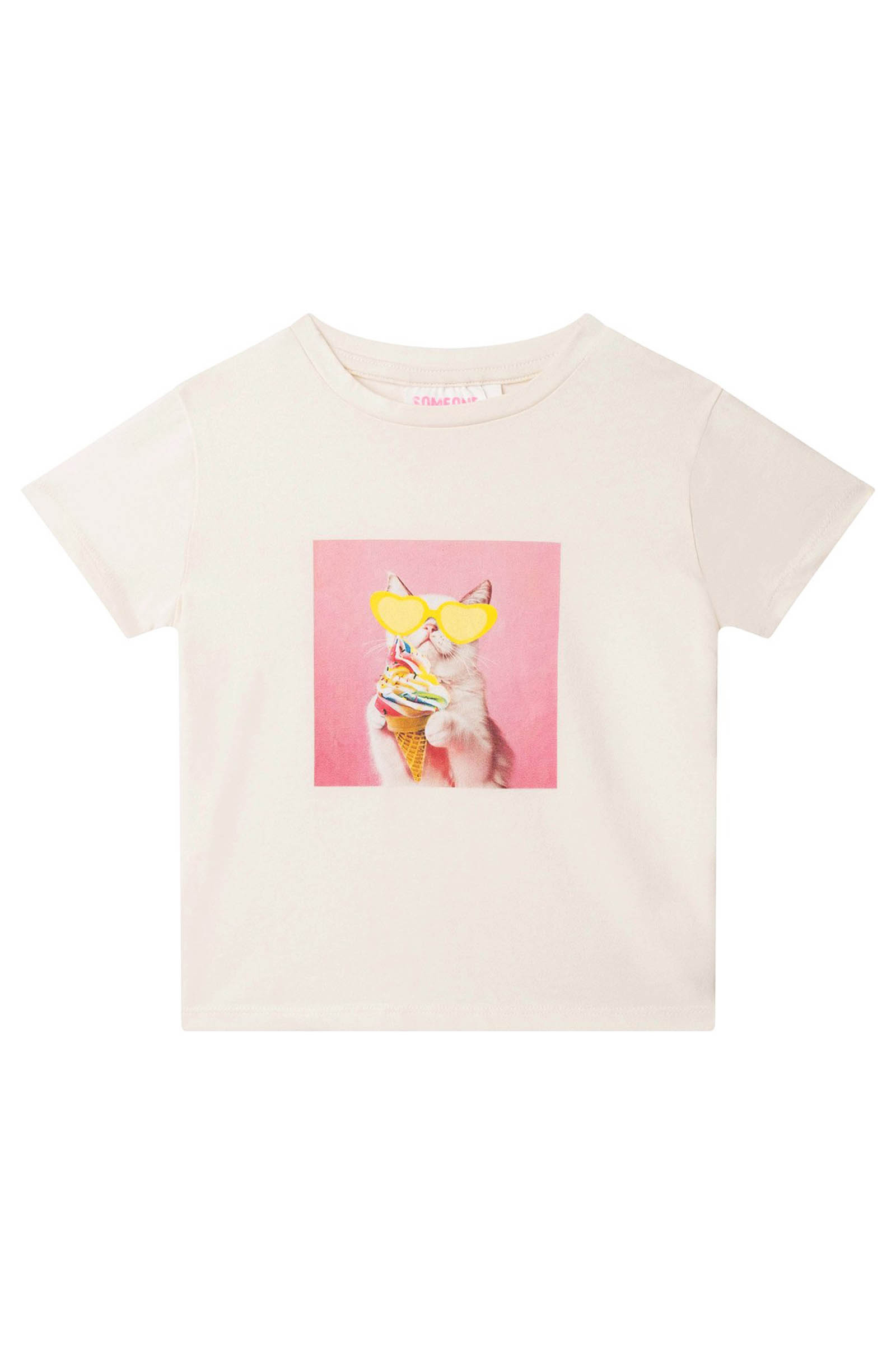 Meisjes t-shirt korte mouw ecru