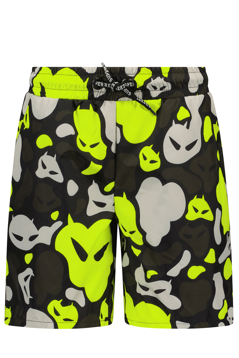 Superrebbel BAY AO PRINT ON COOL SWIM PANTS WITH POCKETS Geel-1 1