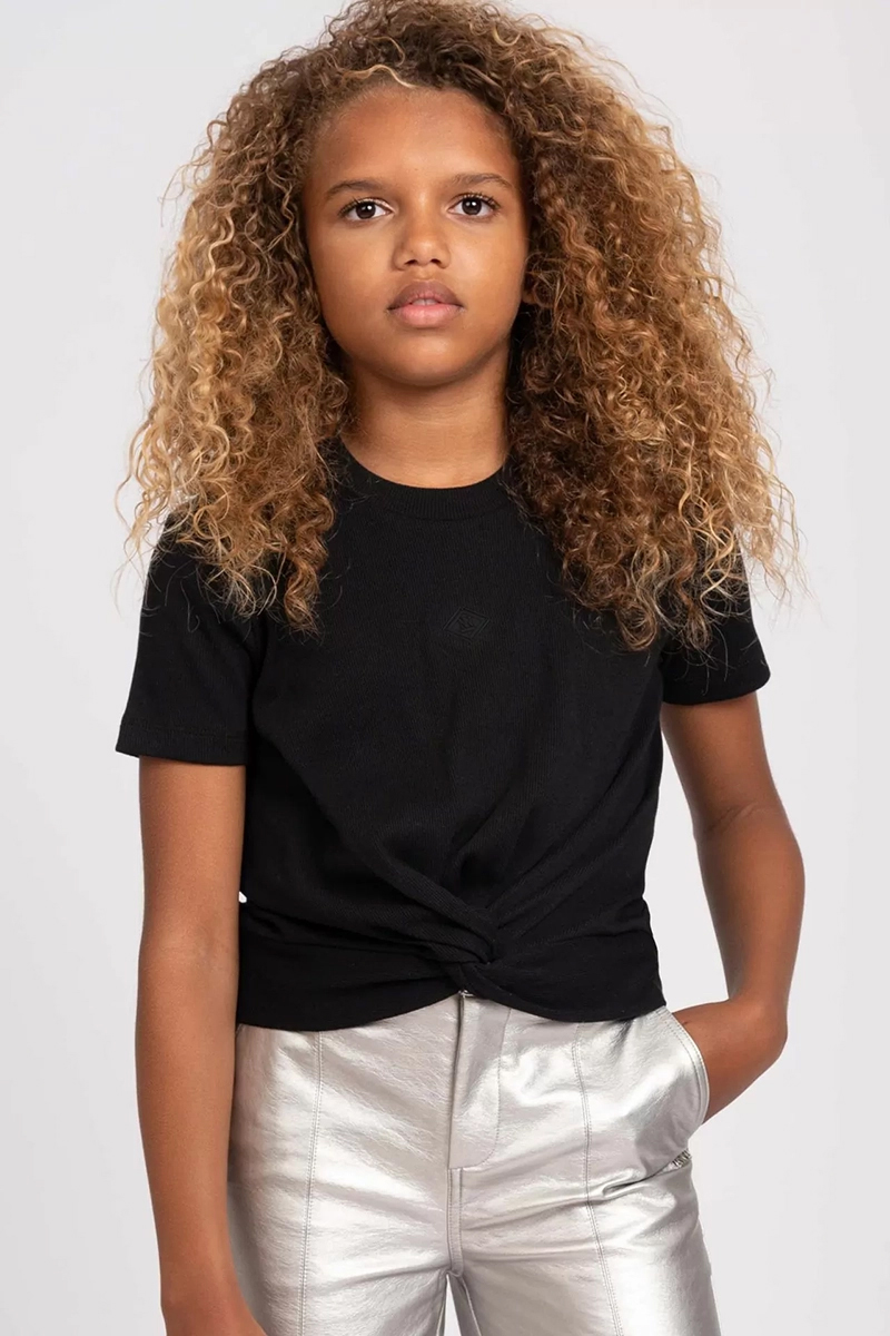Meisjes t-shirt korte mouw zwart