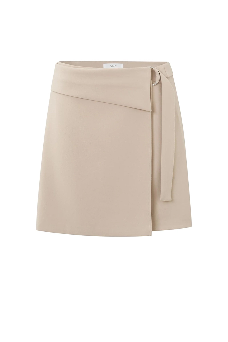 Yaya Mini skirt with fancy waist Bruin/Beige-2 1