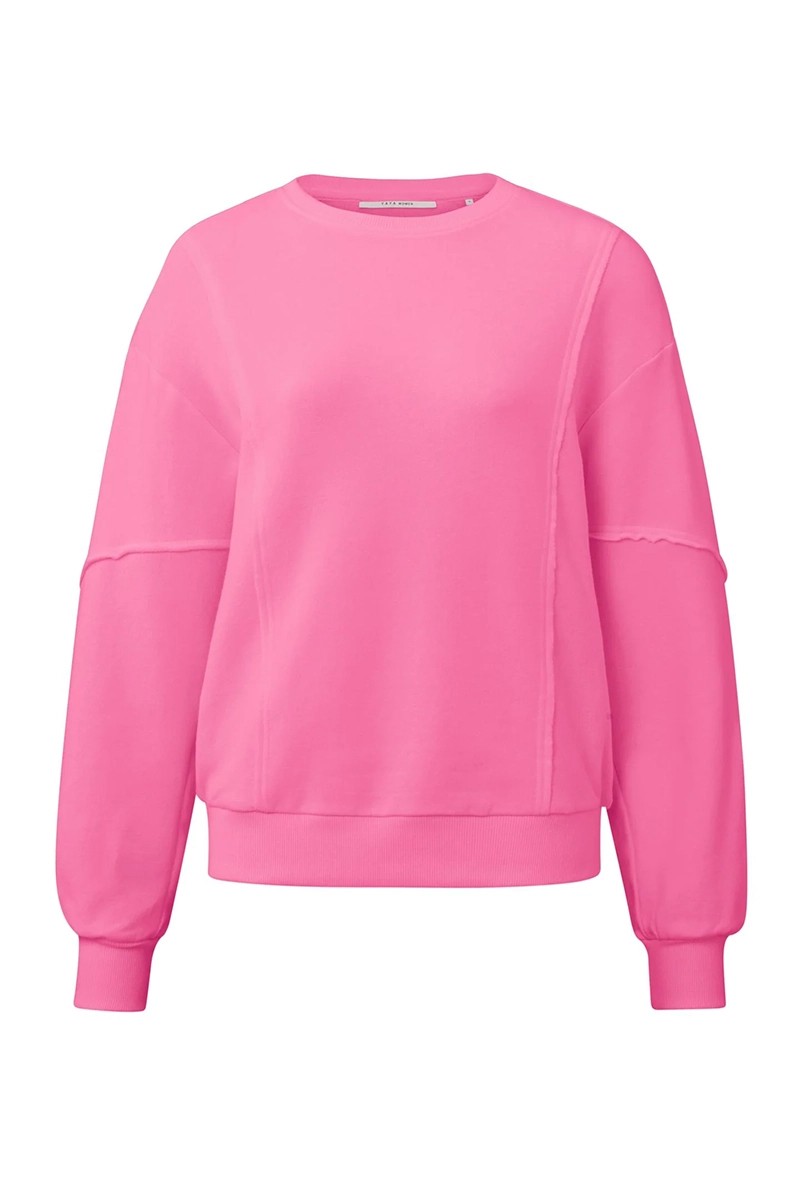 Yaya Sweatshirt with raw edge seams Rose-1 1
