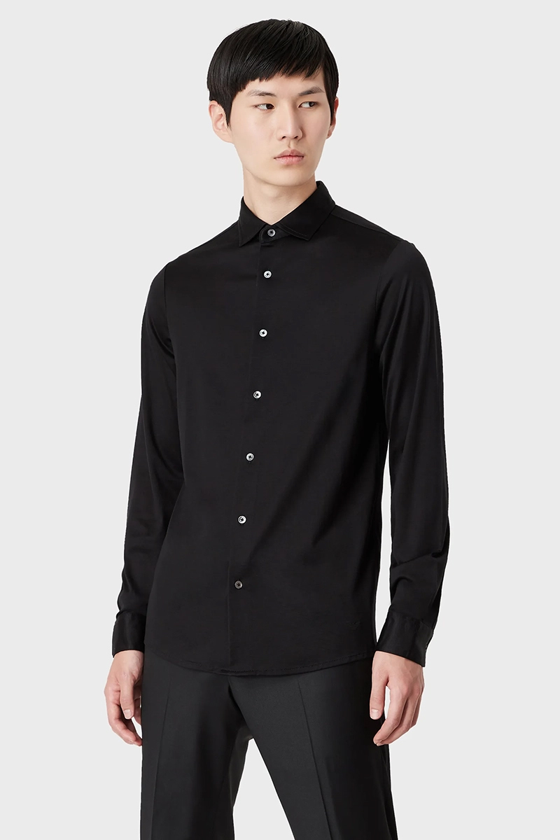 Heren overhemd lm casual zwart