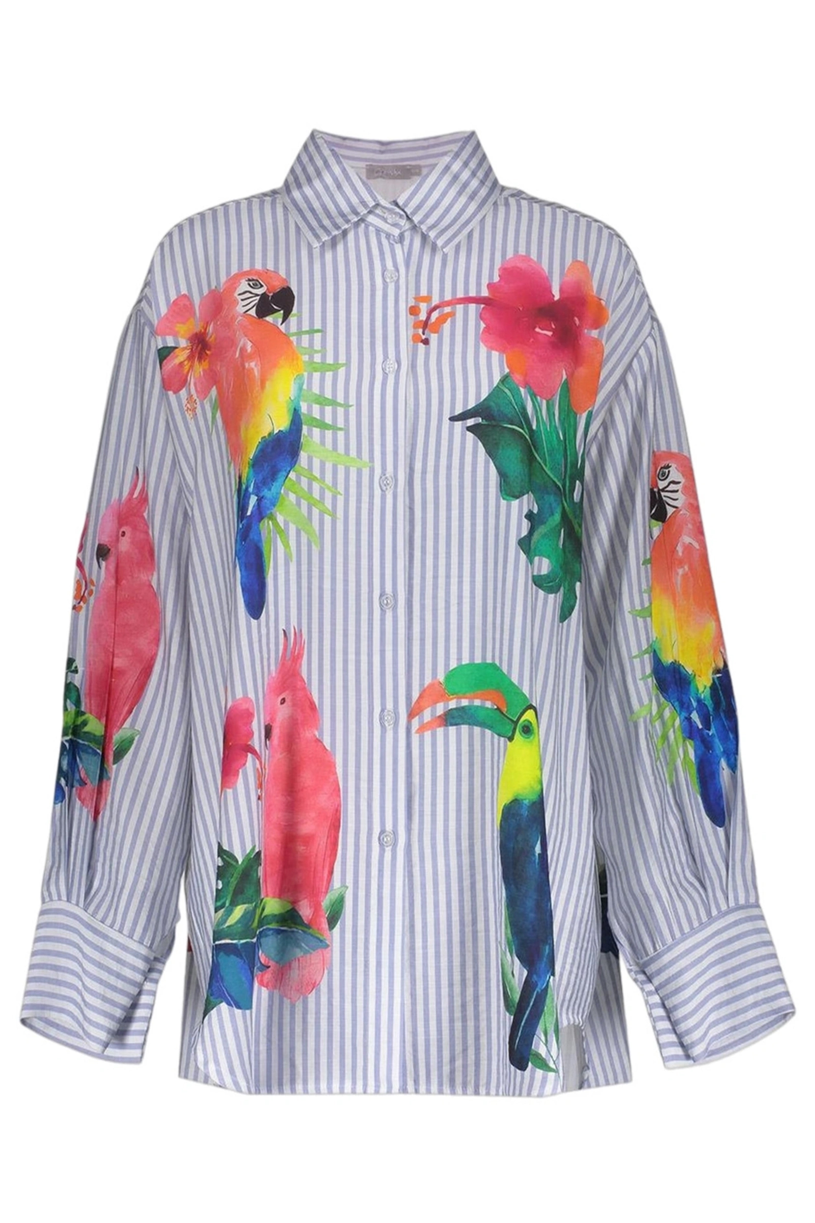 Dames blouse korte mouw blauw