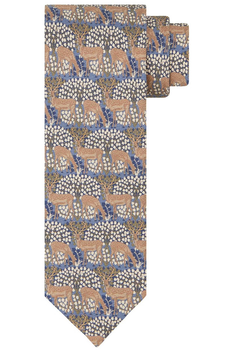 Profuomo TIE SILK PRINT BLUE Blauw-1 1