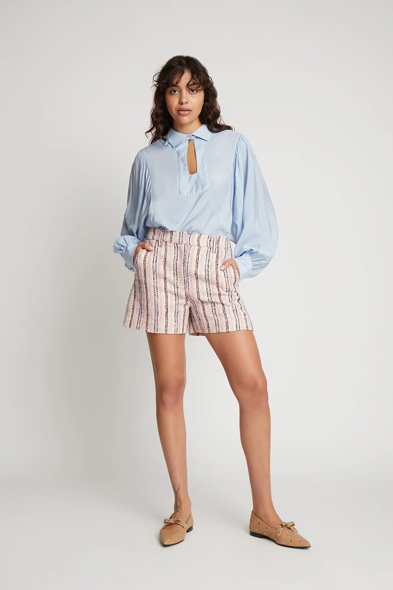 Dames blouse lange mouw blauw