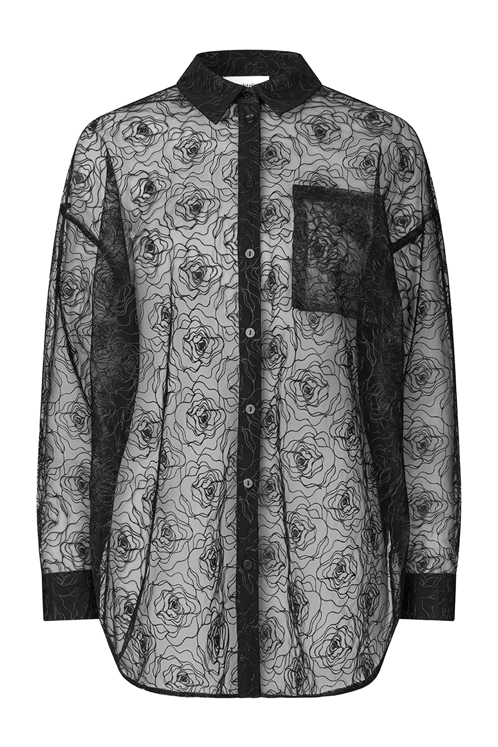 Dames blouse lange mouw zwart