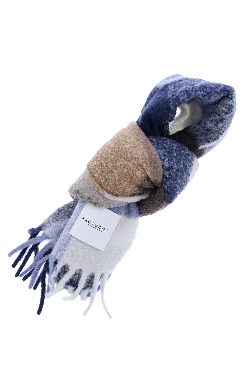 Profuomo SCARF ALPACA NYLON BLUE CAMEL Blauw-1 1