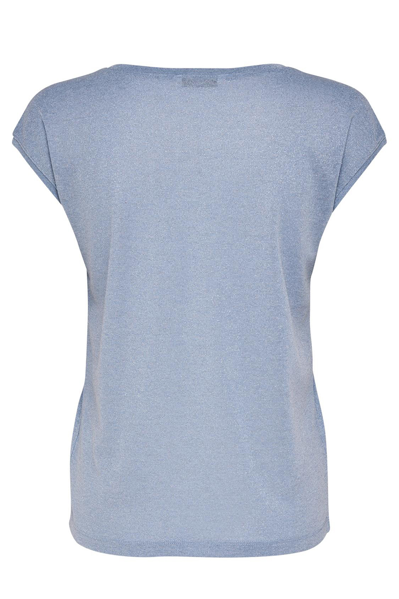 Only ONLSILVERY S/S V NECK LUREX TOP JRS Blauw-1 2