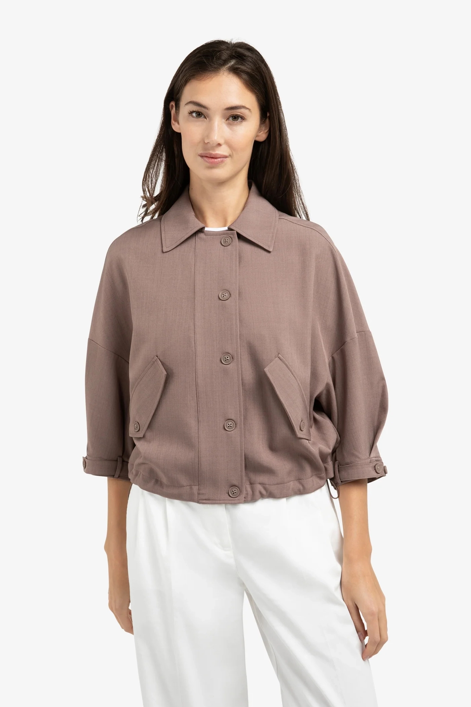 Dames blouse lange mouw bruin