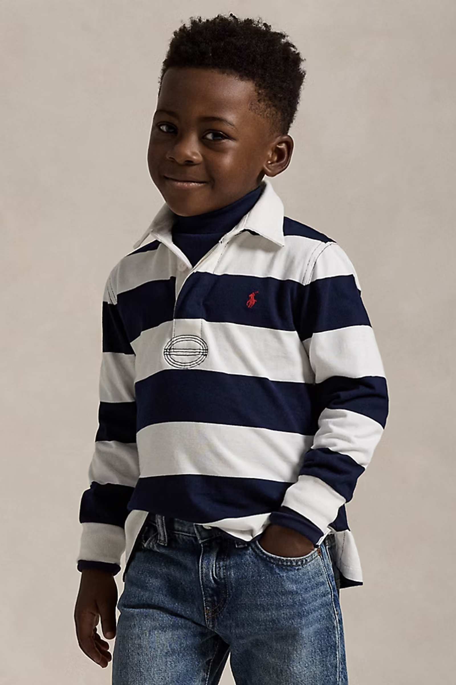 Jongens polo lange mouw blauw