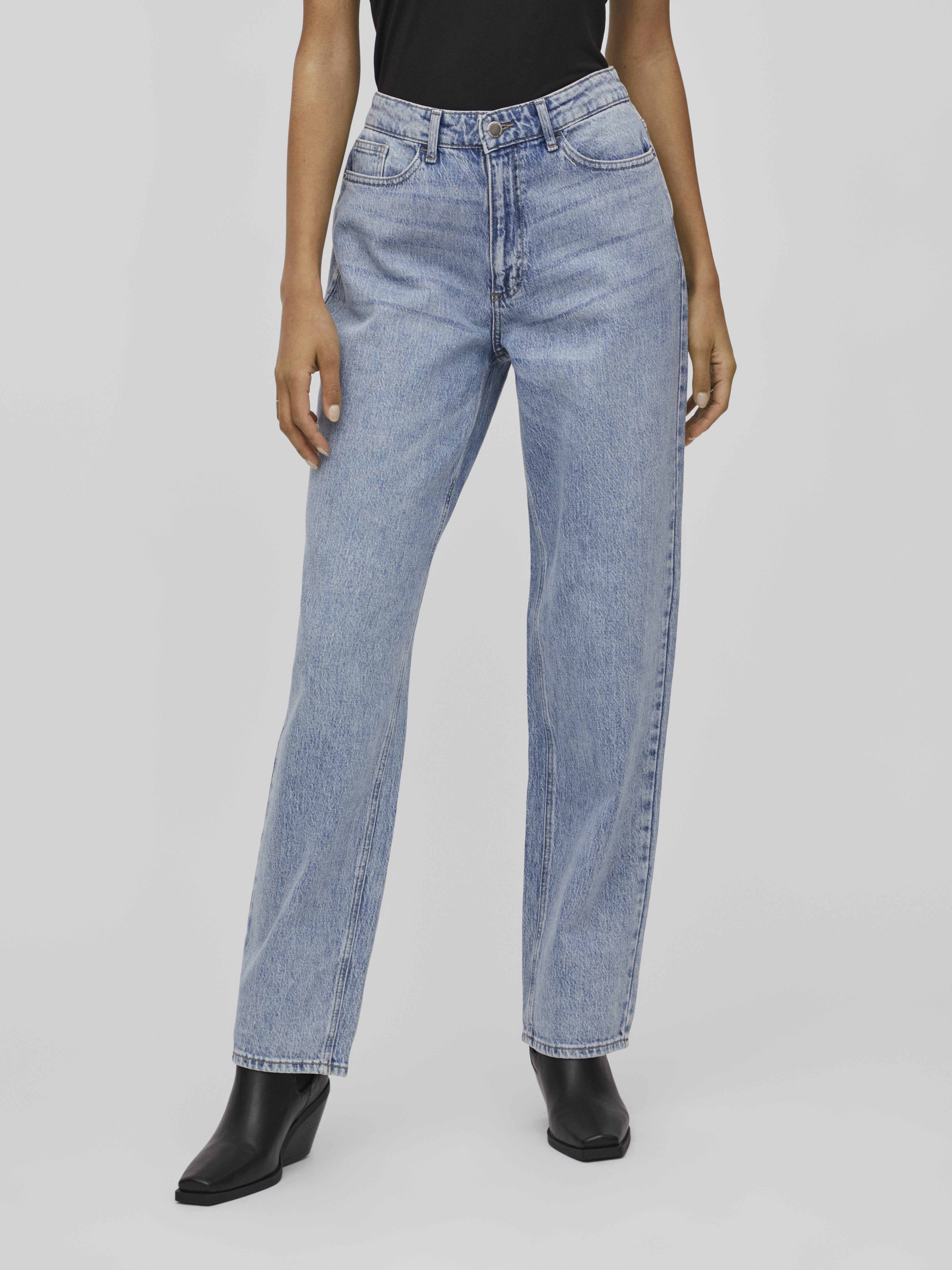 Vila VIKELLY JAF HW STRAIGHT JEANS-NOOS 177856001-Light Blue Denim/JAQUARD 3