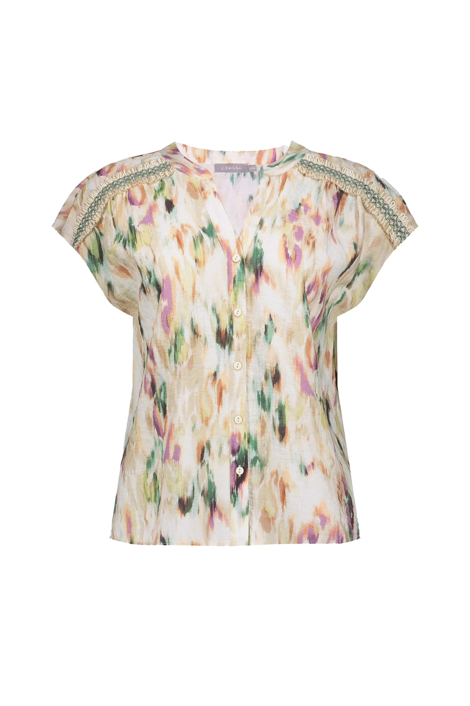 Dames blouse korte mouw ecru
