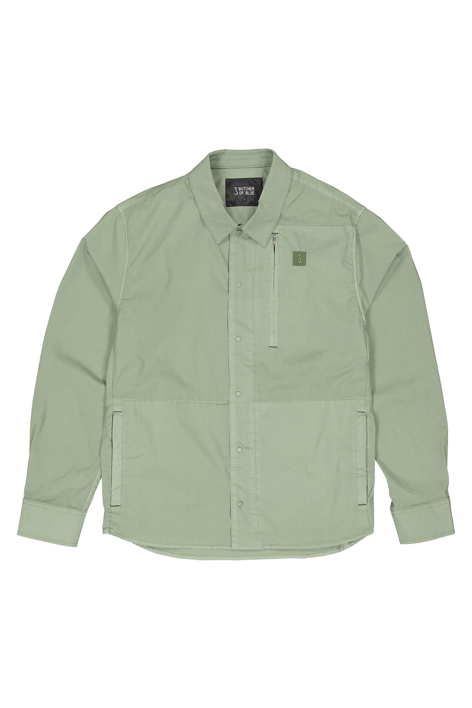 Butcher of Blue Luca Poplin Overshirt Groen-1 1