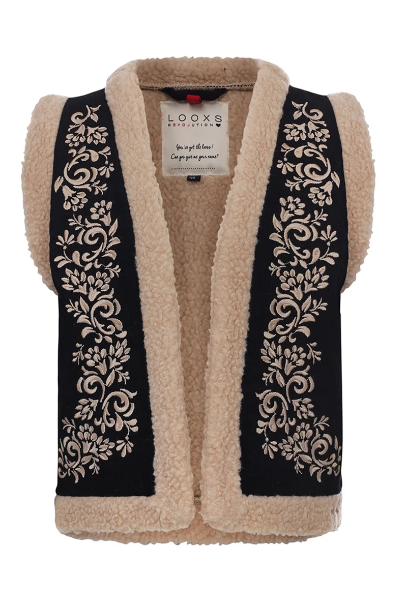 LOOXS LITTLE little embroidery gilet Zwart-1 1