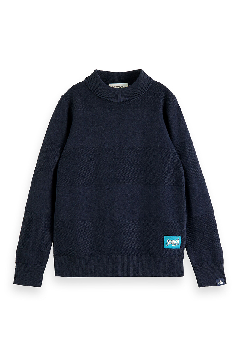 Scotch & Soda Structured pullover Blauw-1 1