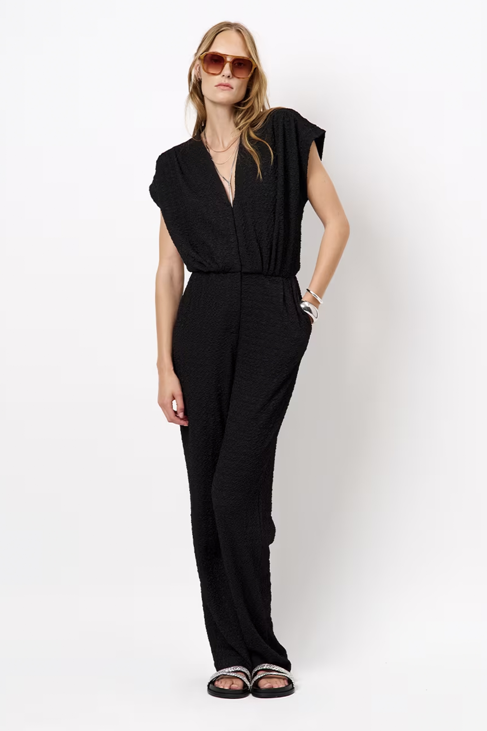 Dames jumpsuit/tuinbroek zwart