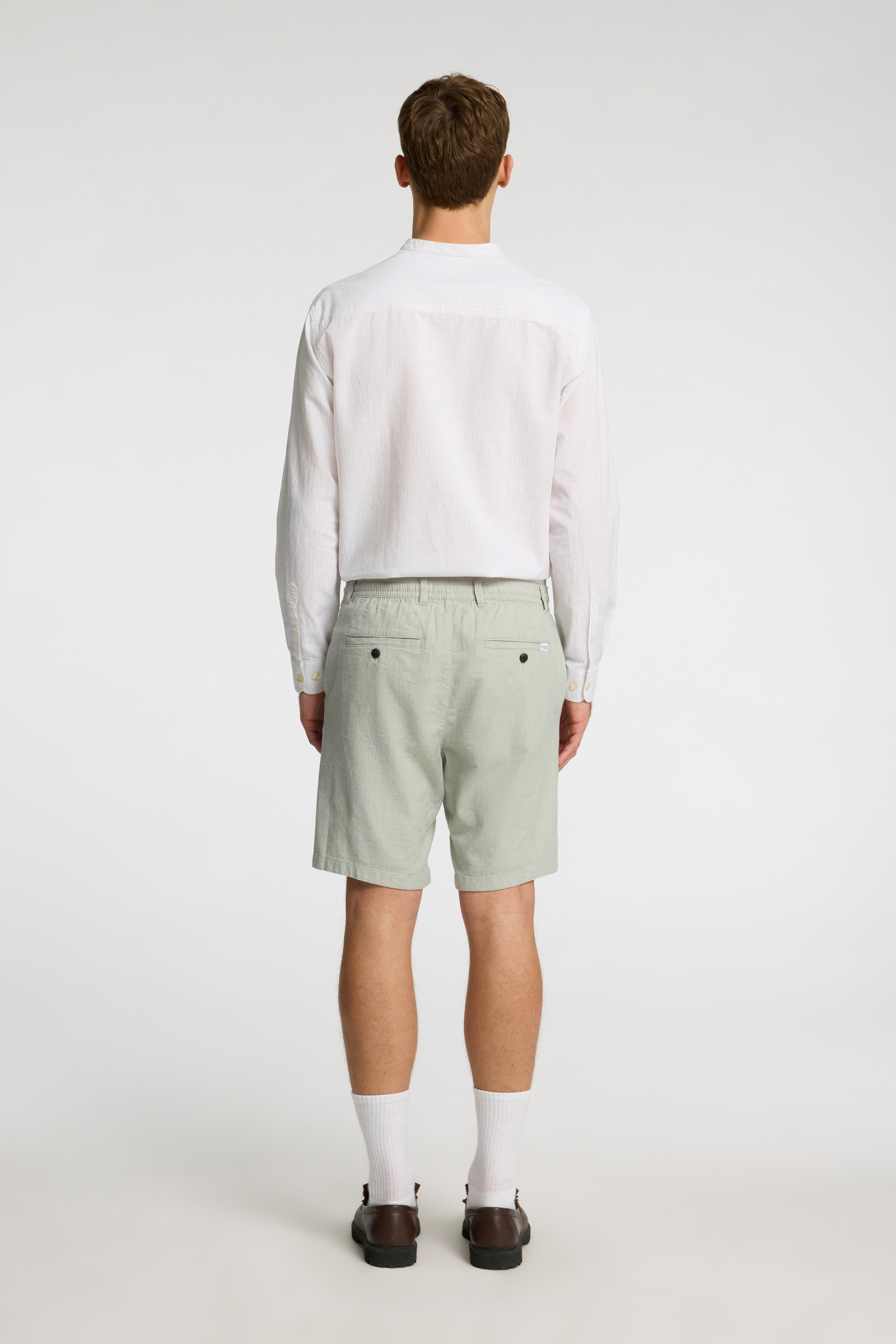 Selected SLHREGULAR-BRODY LINEN BLD SHORTS N 292835002-Iceberg Green/Mixed w. White 4