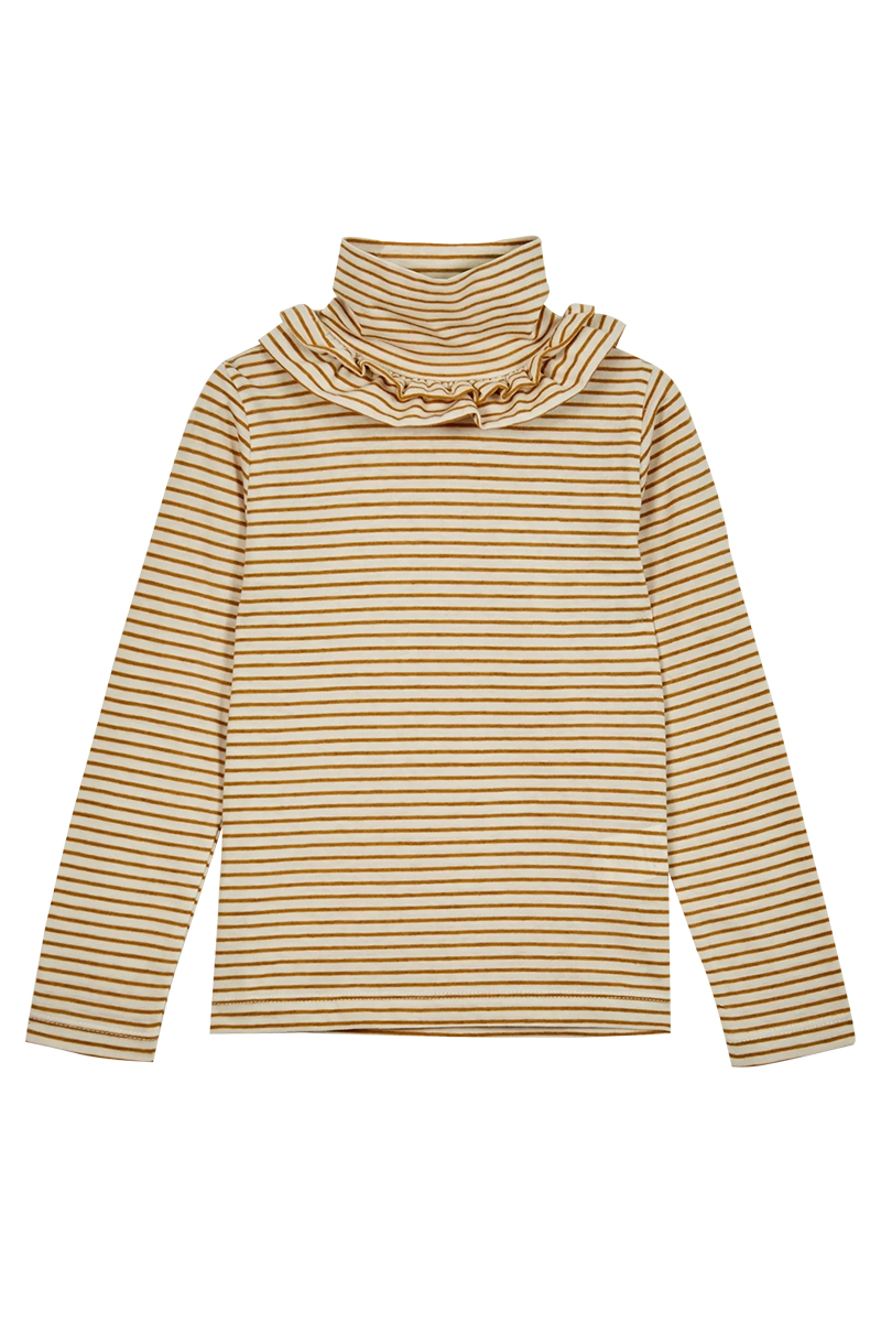 Emile Et Ida Meisjes t-shirt lange mouw bruin/beige-1 1