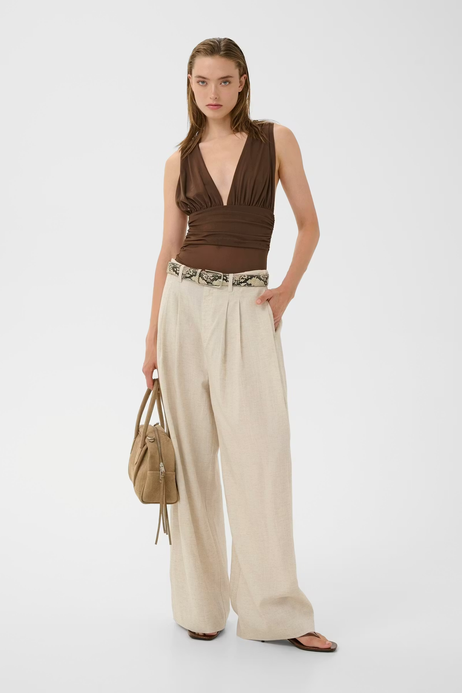 Dames broek ecru