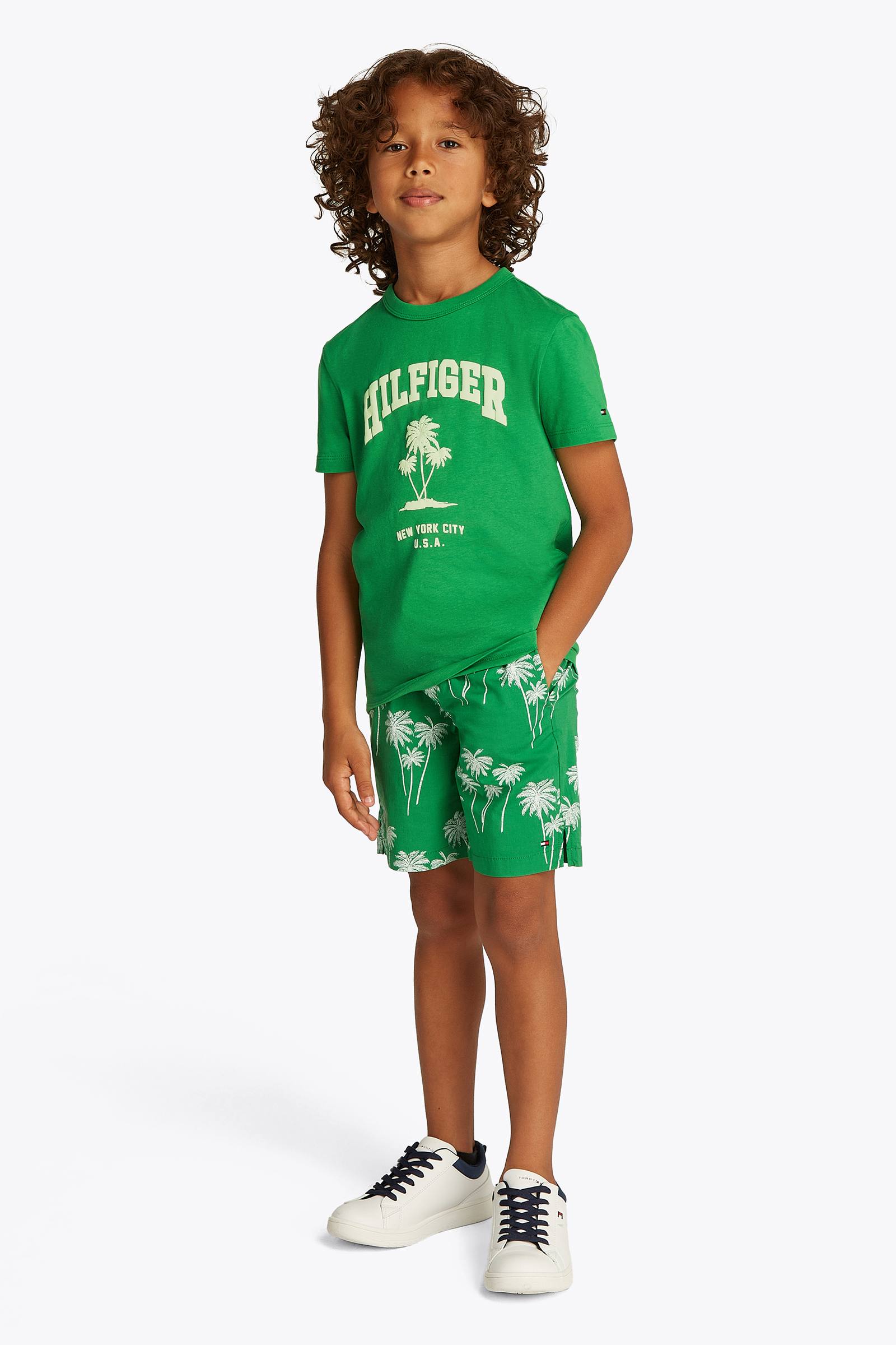 Tommy Hilfiger Hilfiger palm print tee Groen-1 2