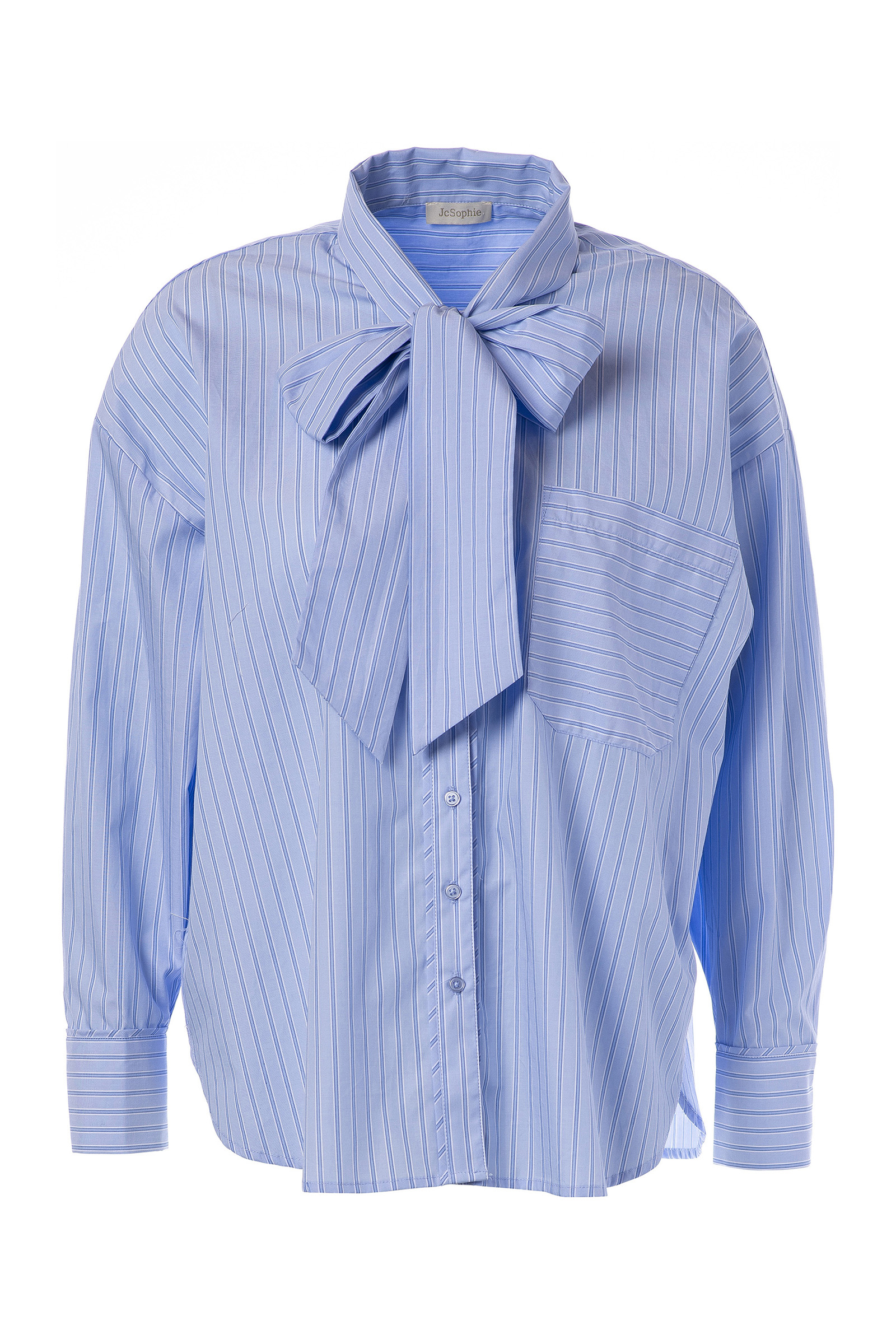 Dames blouse lange mouw blauw